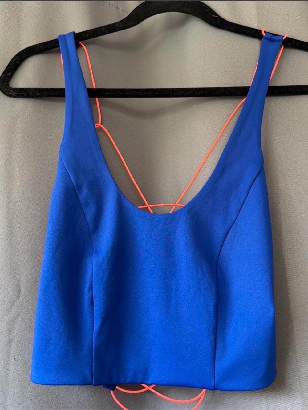 FP Movement by Free People Royal Blue Workout Tank with Coral Strappy Back